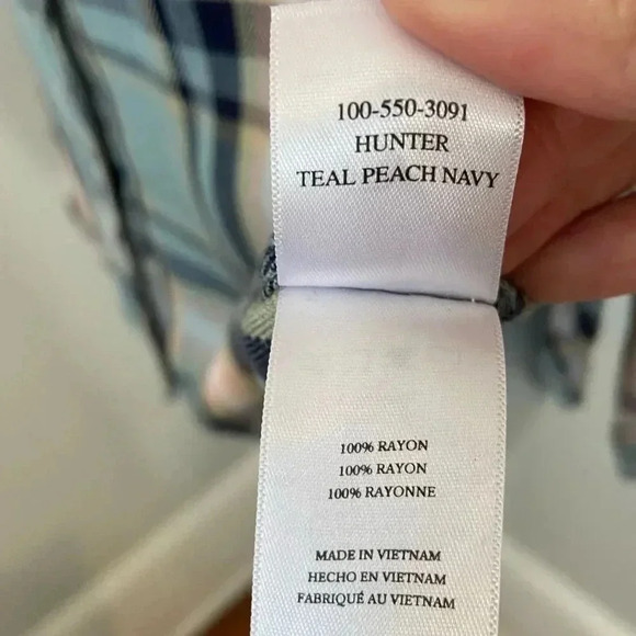 Rails Hunter Plaid Flannel Teal Peach Navy size Small - Picture 7 of 10